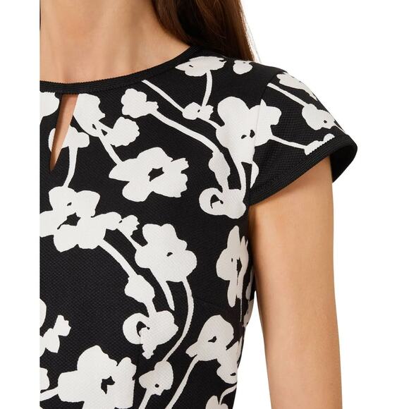 Hobbs London Sophia Floral Sheath Dress Women’s 14 UK/ 10 US Floral Black Ivory - Picture 2 of 8